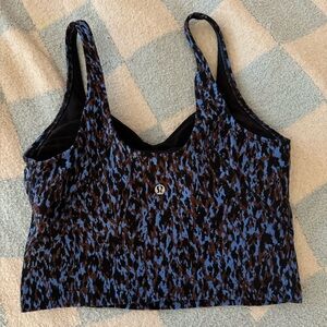 Lululemon Align Tank Top Built In Bra Pads Cropped Lepoard Camo Blue Nile Multi